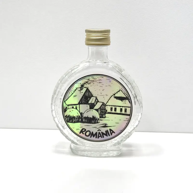 Romania, sticla rotunda plosca 100 ml, cu mesaj, model divgs320 04